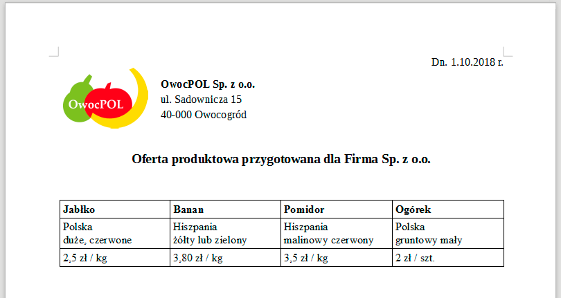 oferta z logo