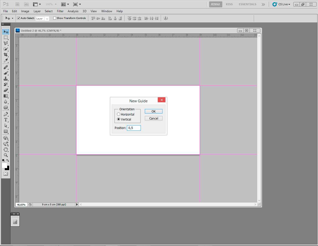 projekt wizytówki - dodanie prowadnic photoshop