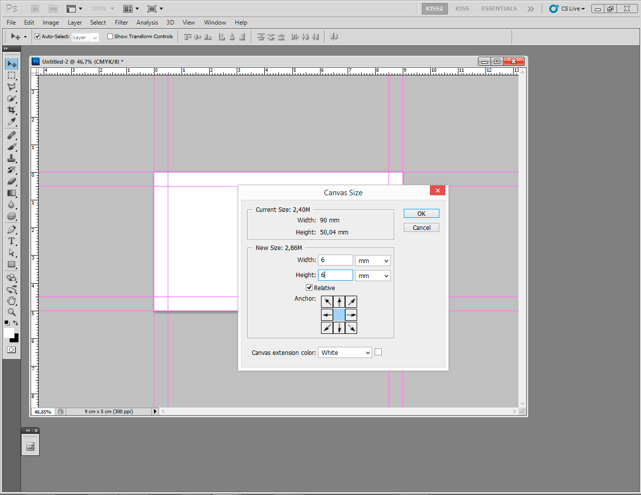 projekt wizytówki - dodanie spadów photoshop